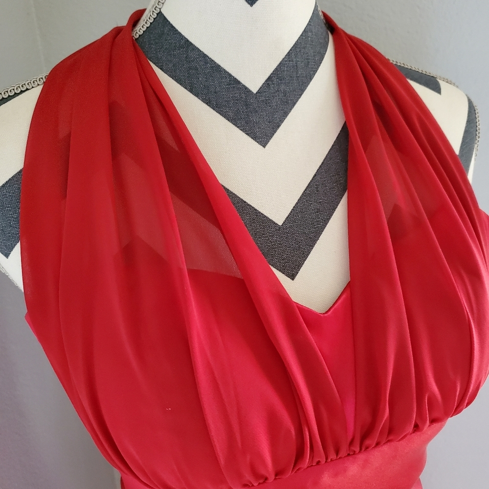 David's Bridal Red Satin dress